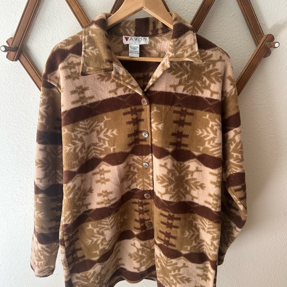 Unique Vintage Brown and Tan Fleece Jacket